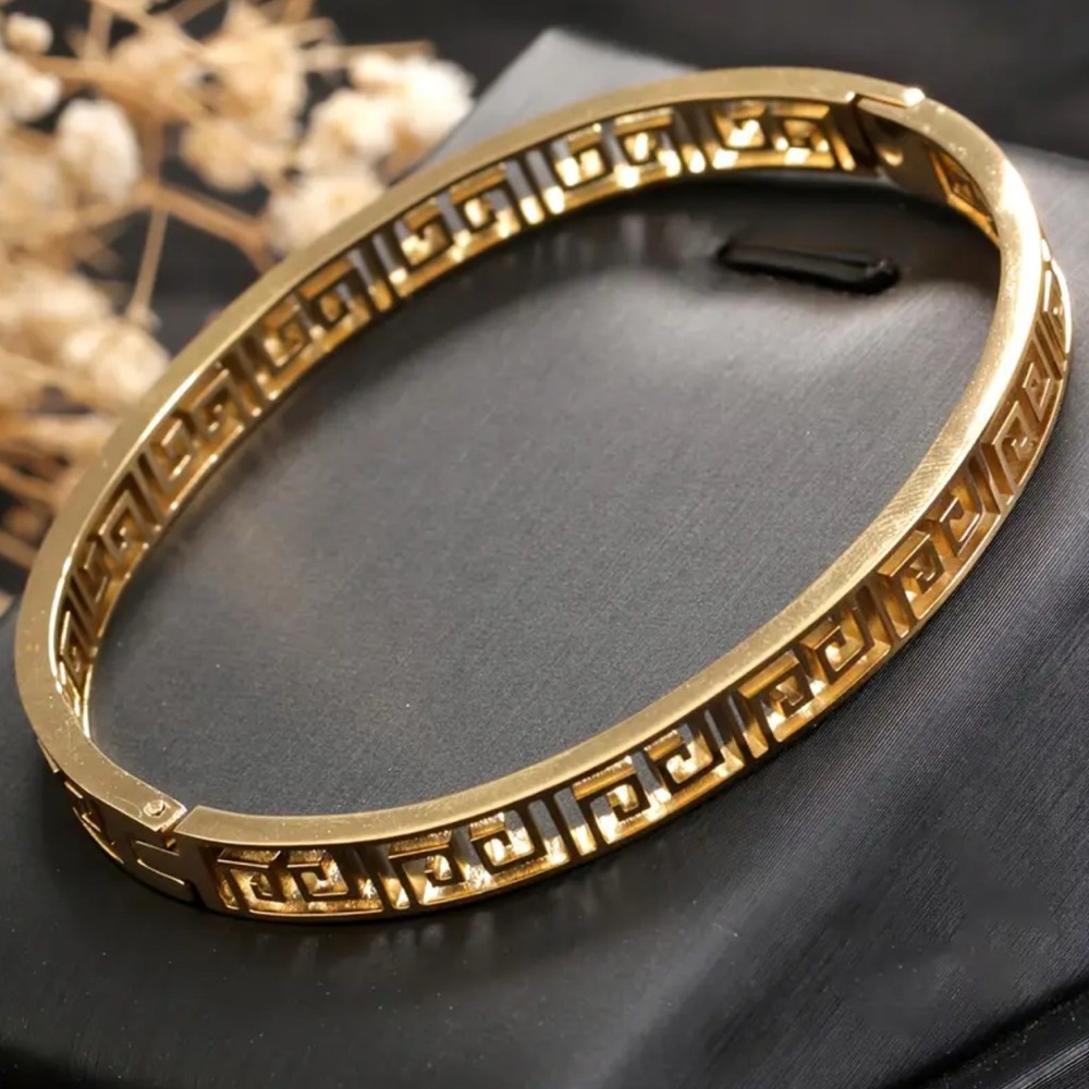 Gold Bracelet w/ Greek Key Design